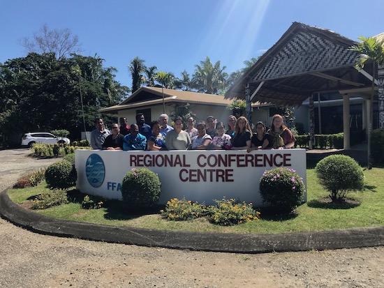 Pacific Ocean FInance Fellows workshop group in front of the FFA Regional Conference Center in Honiara, Solomon Islands